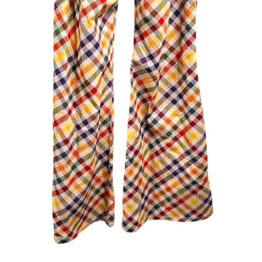 Smak Parlour 1970s Colorful Check Flare Bell Bottoom Jumpsuit Medium - Picture 11 of 12